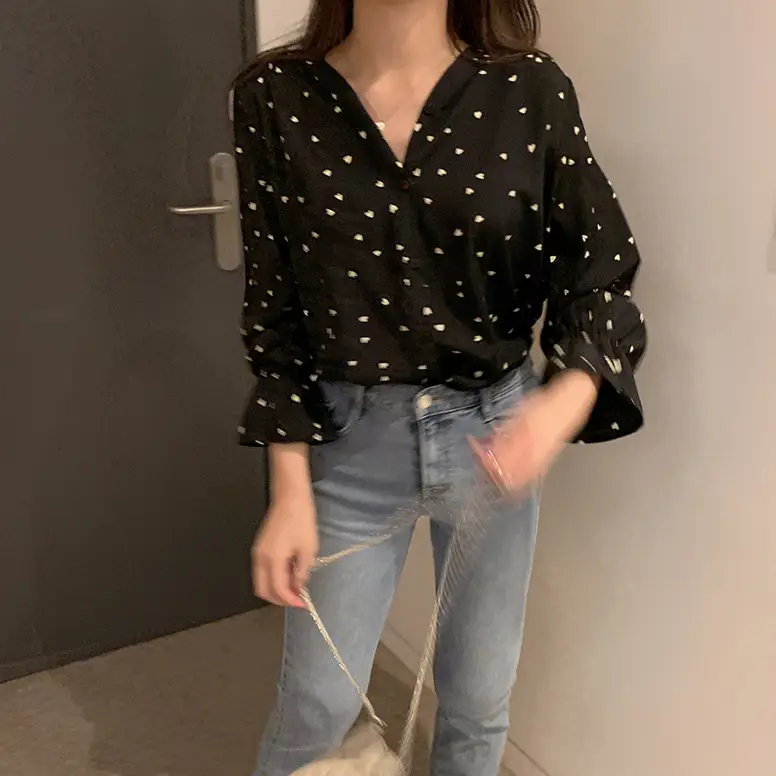 Fairy-Like Chiffon Top with Long Sleeve & Slim Fit for Women