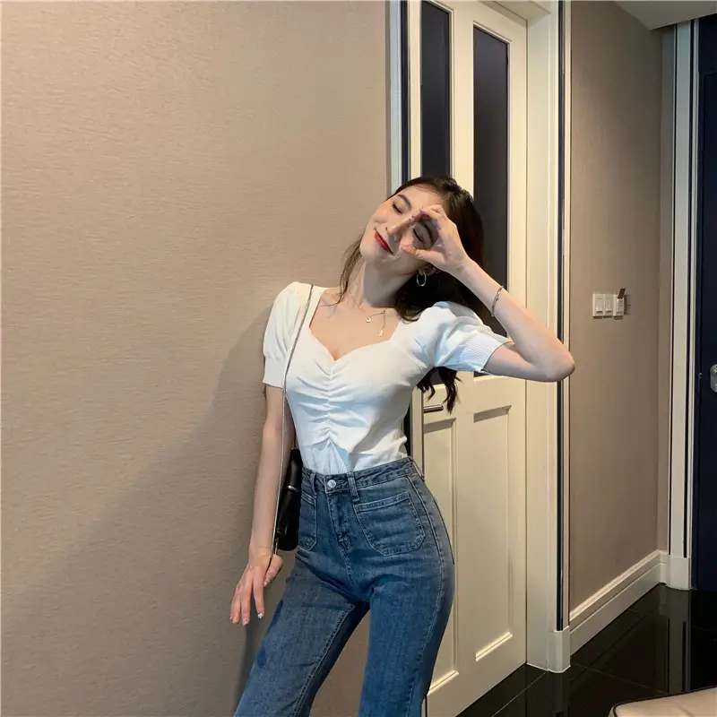 2025 Summer V-Neck Knit T-Shirt Women — feature 18