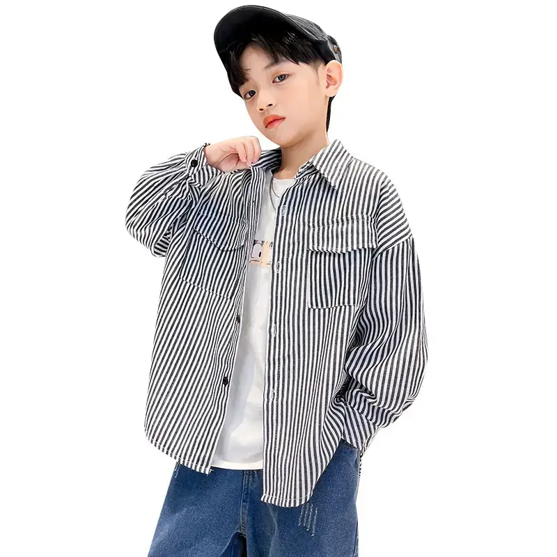 Boys Striped Long Sleeve Shirt 2025 Spring - Image 6