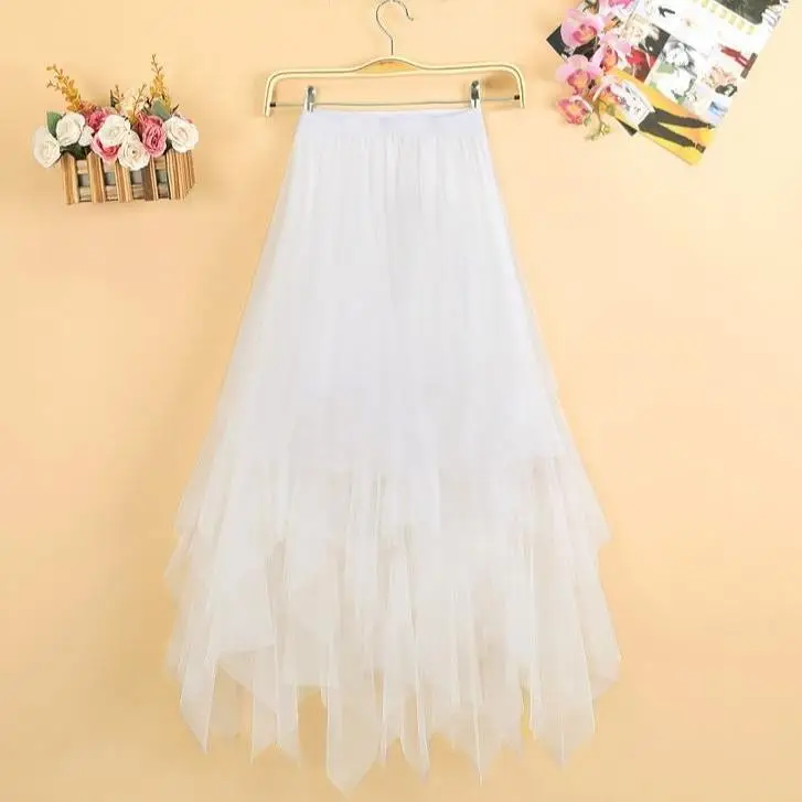 Black Mesh Irregular Skirt for Girls Mid-Length Gauze - Image 7