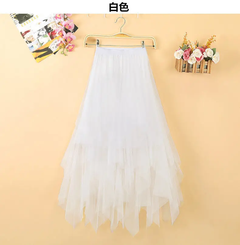 Black Mesh Irregular Skirt for Girls Mid-Length Gauze — feature 8
