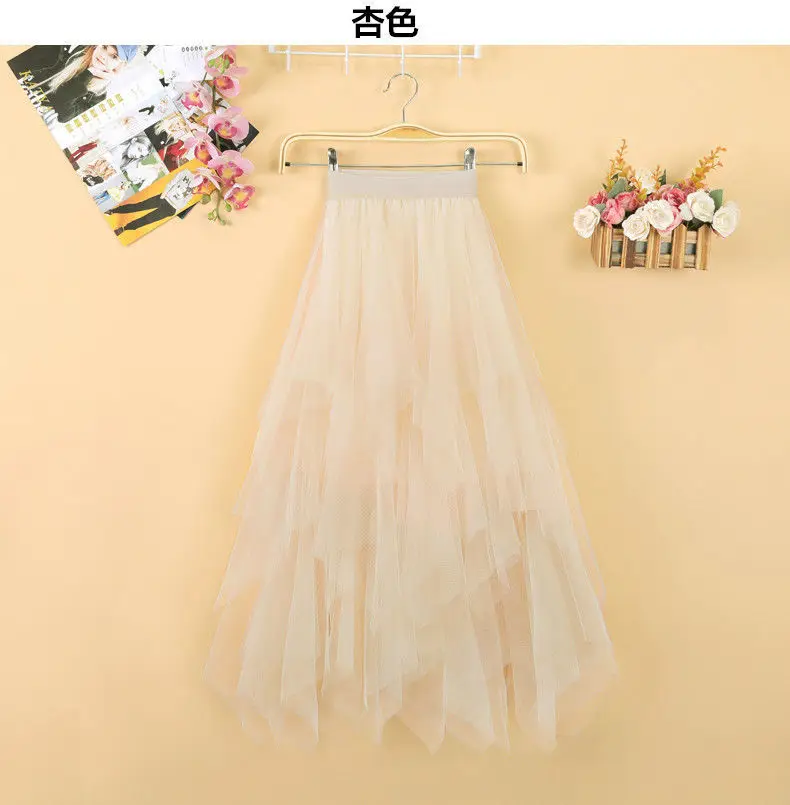 Black Mesh Irregular Skirt for Girls Mid-Length Gauze — feature 9