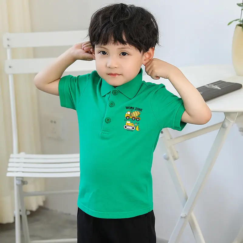 Mi Chun Boys Polo Shirt Blue Cotton Cartoon Print - Image 8