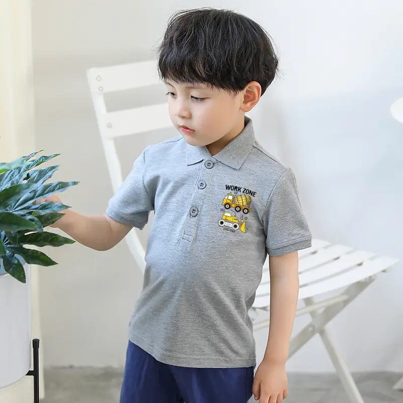 Mi Chun Boys Polo Shirt Blue Cotton Cartoon Print - Image 9