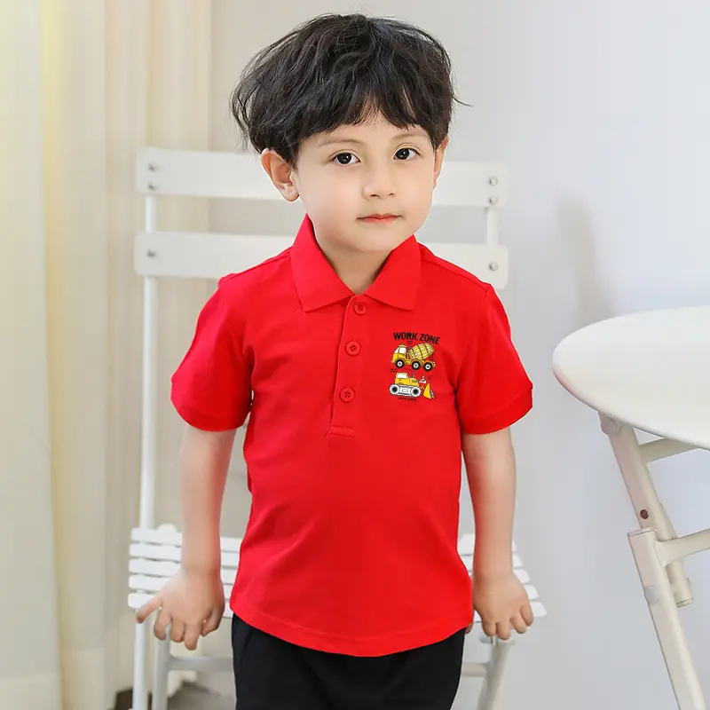 Mi Chun Boys Polo Shirt Blue Cotton Cartoon Print - Image 10