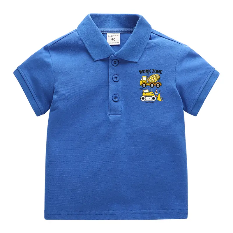 Mi Chun Boys Polo Shirt Blue Cotton Cartoon Print - Image 11