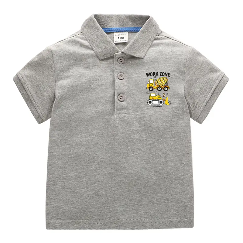 Mi Chun Boys Polo Shirt Blue Cotton Cartoon Print - Image 4