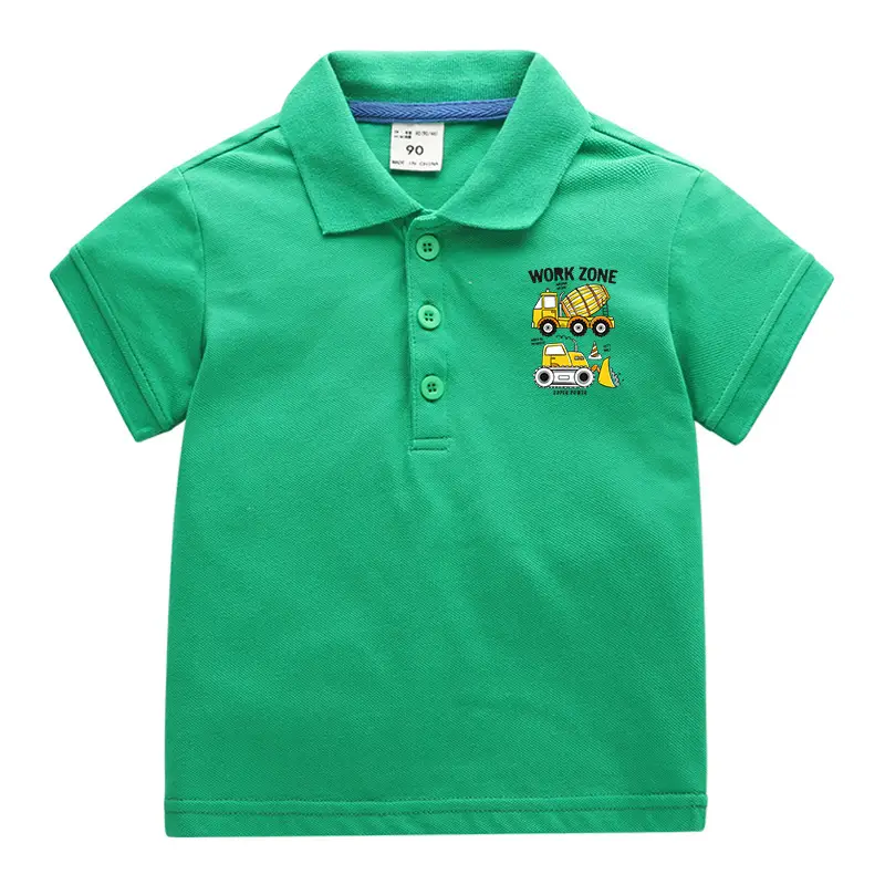Mi Chun Boys Polo Shirt Blue Cotton Cartoon Print - Image 5