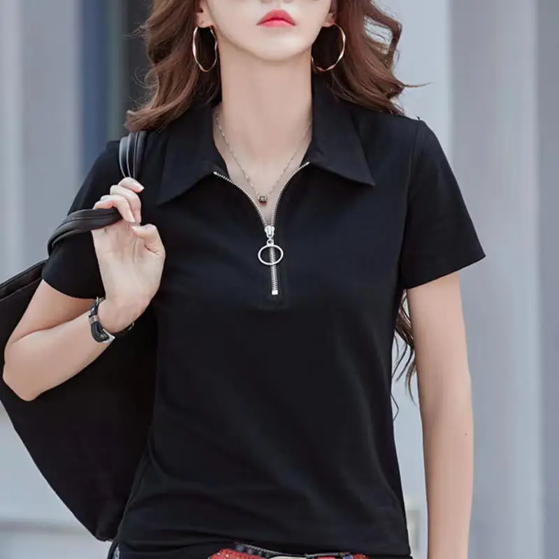 Women's Black Polo T-Shirt Short Sleeve 2023 - Image 10