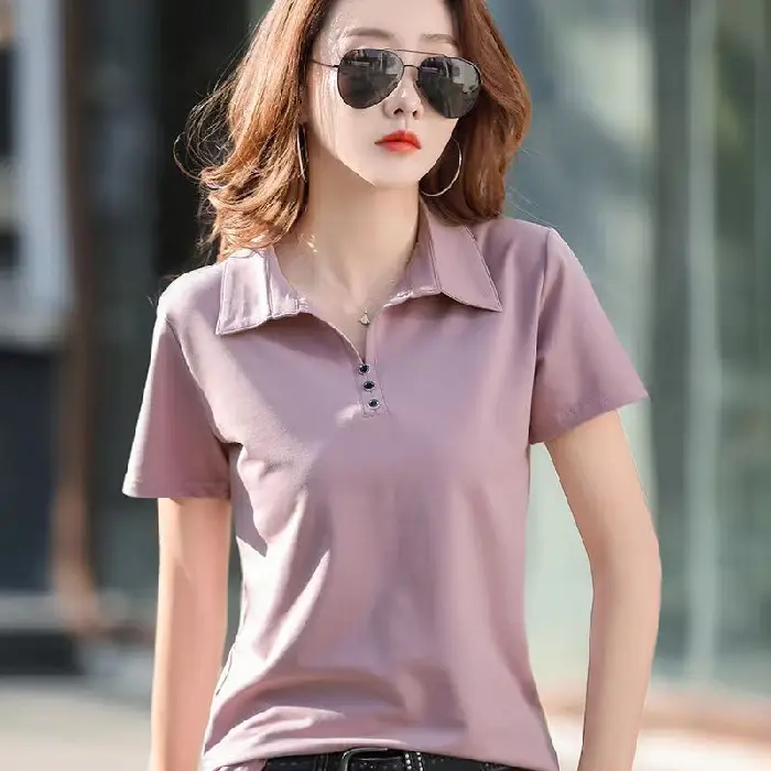 Women's Black Polo T-Shirt Short Sleeve 2023 - Image 11