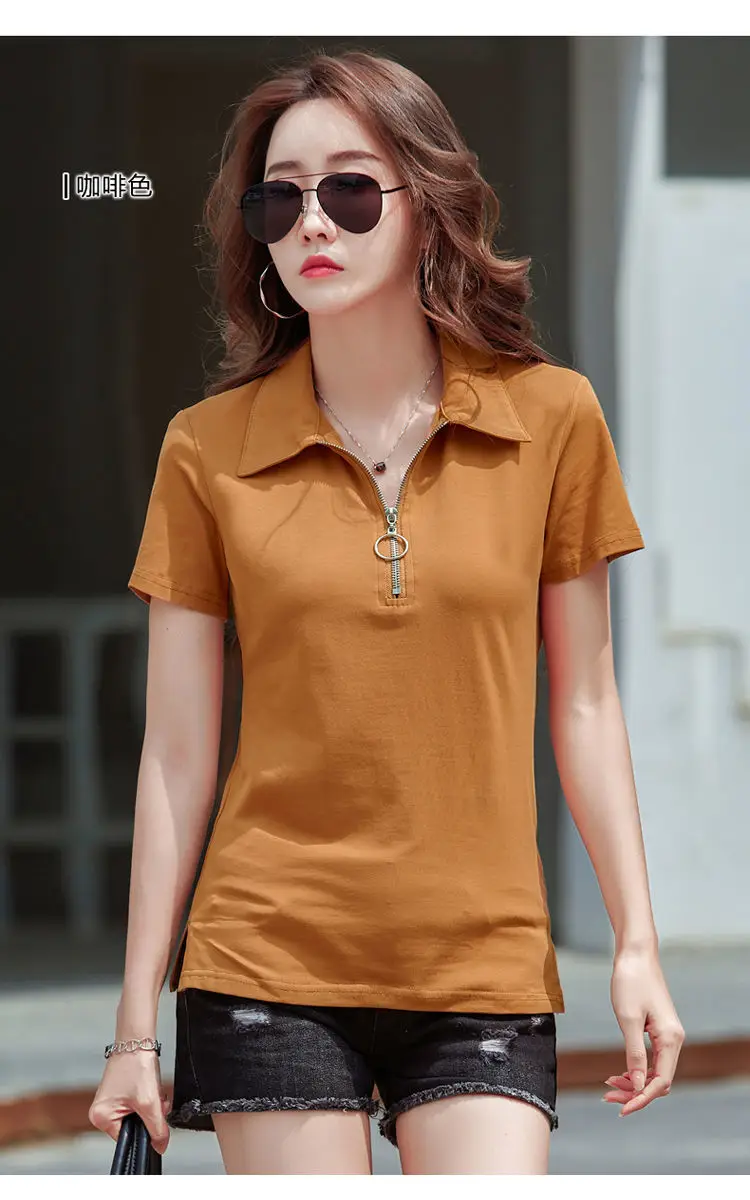 Women's Black Polo T-Shirt Short Sleeve 2023 — feature 10