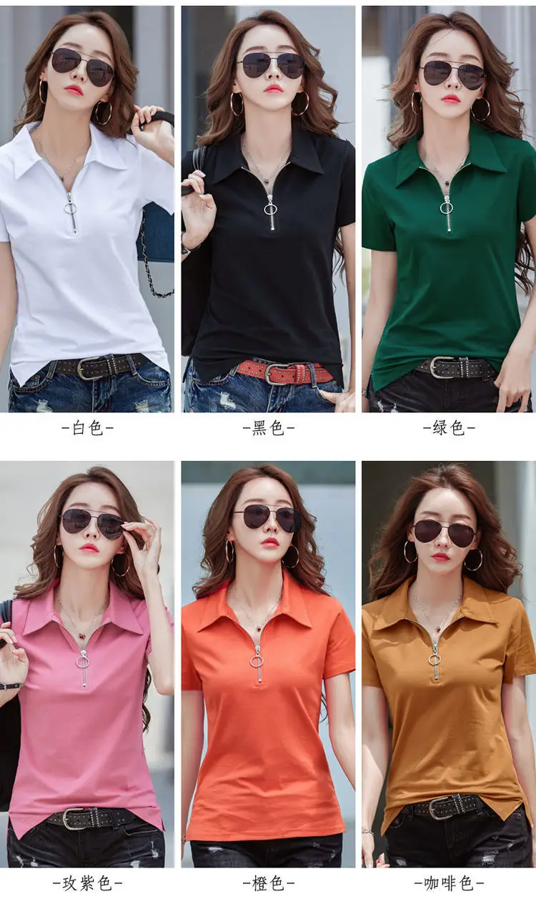 Women's Black Polo T-Shirt Short Sleeve 2023 — feature 3