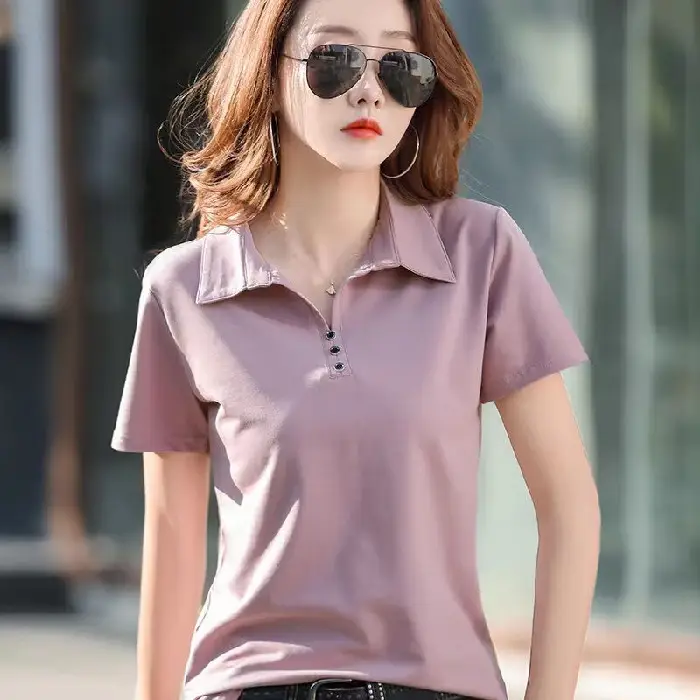 Women's Black Polo T-Shirt Short Sleeve 2023 - Image 5