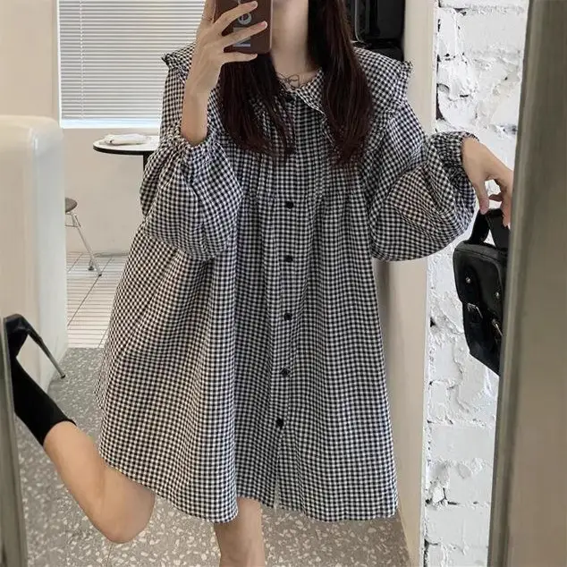 Women's White French Style Long Sleeve Dress 2022 - Image 5