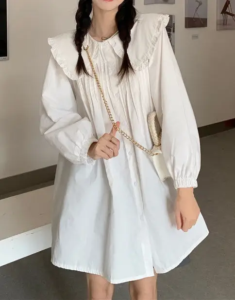Women's White French Style Long Sleeve Dress 2022 — feature 24
