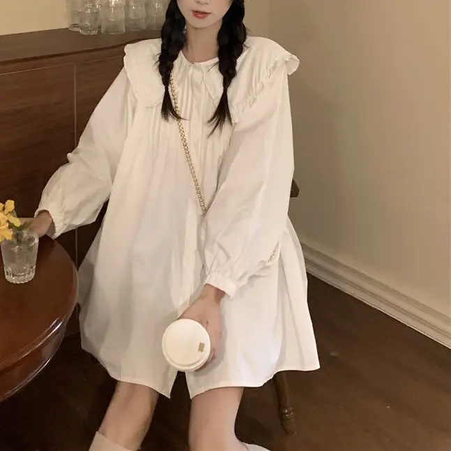 Women's White French Style Long Sleeve Dress 2022 — feature 29