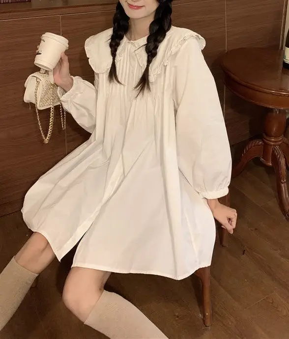 Women's White French Style Long Sleeve Dress 2022 — feature 31