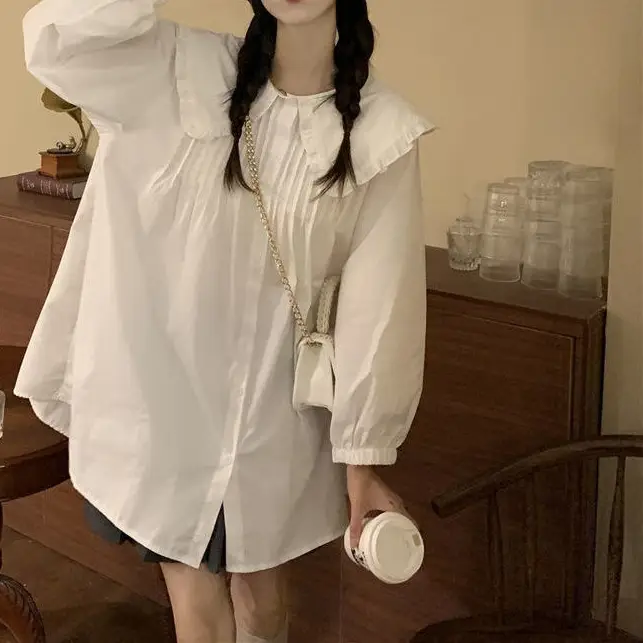 Women's White French Style Long Sleeve Dress 2022 - Image 3