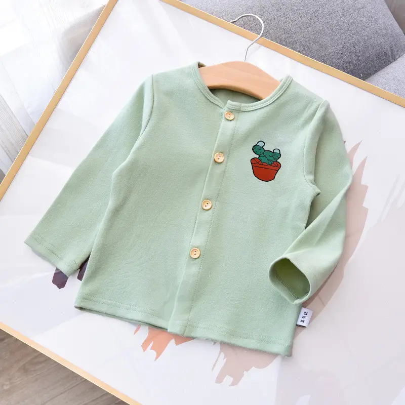 Baby Cotton Cardigan Top Pink Strawberry Print - Image 2