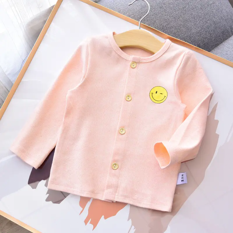 Baby Cotton Cardigan Top Pink Strawberry Print - Image 4