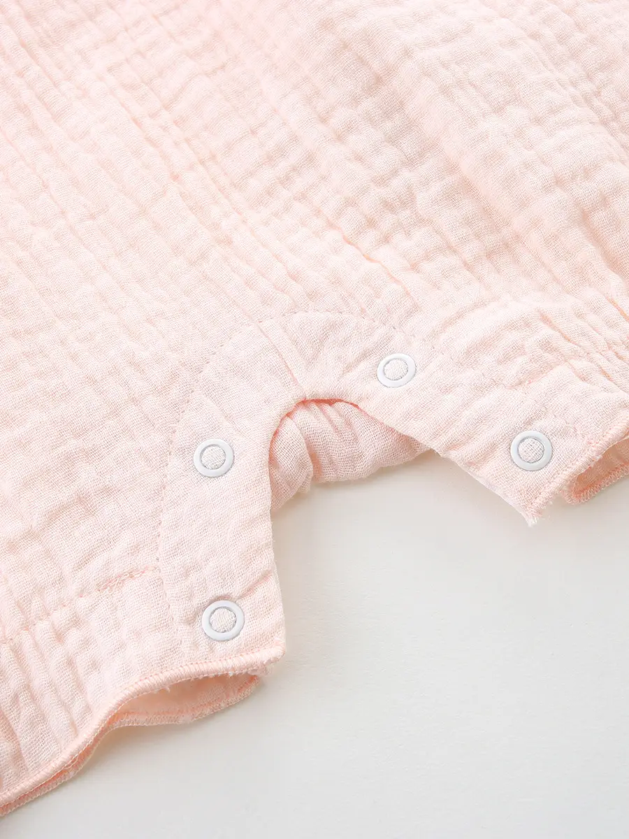 Baby Cotton Lace Short Sleeve Hatshirt with Lotus Leaf Design - Image 6