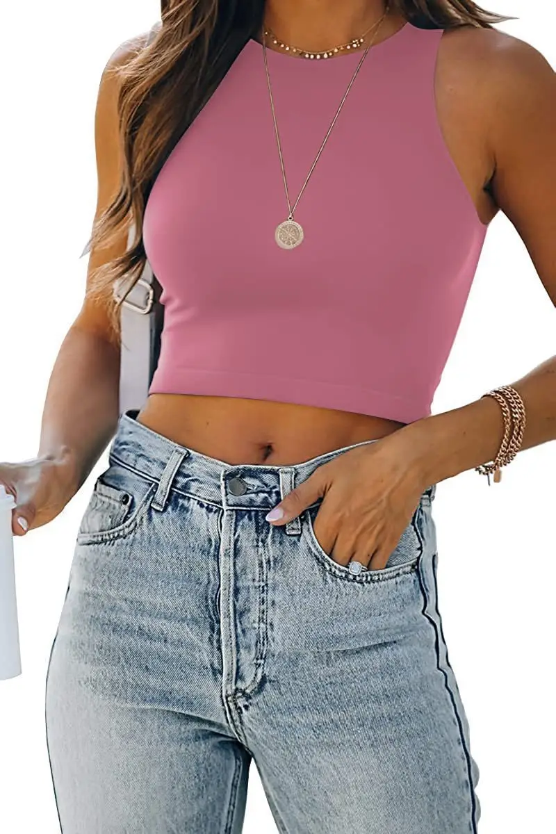 Women Sleeveless V-Neck Vest T-Shirt 2023 Summer Light Blue — feature 18