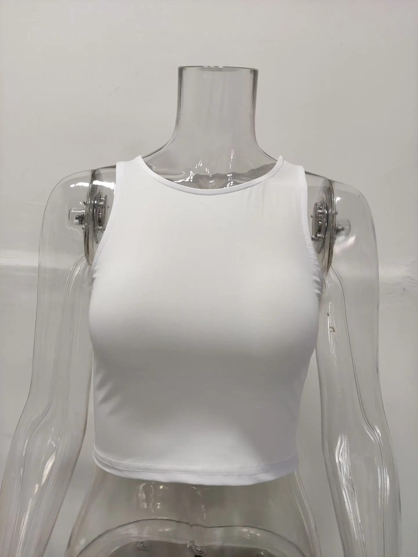 Women Sleeveless V-Neck Vest T-Shirt 2023 Summer Light Blue — feature 3