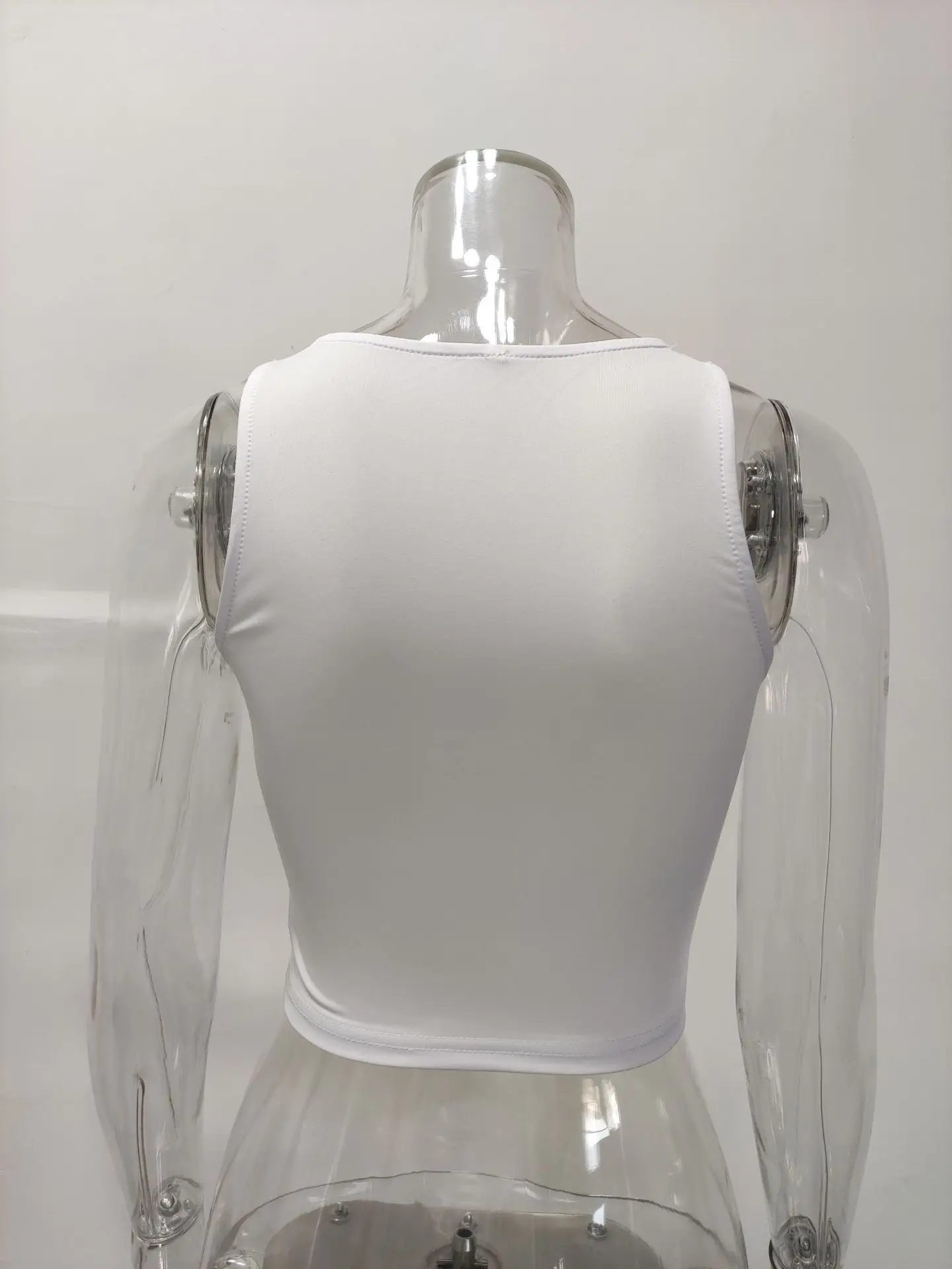 Women Sleeveless V-Neck Vest T-Shirt 2023 Summer Light Blue — feature 4