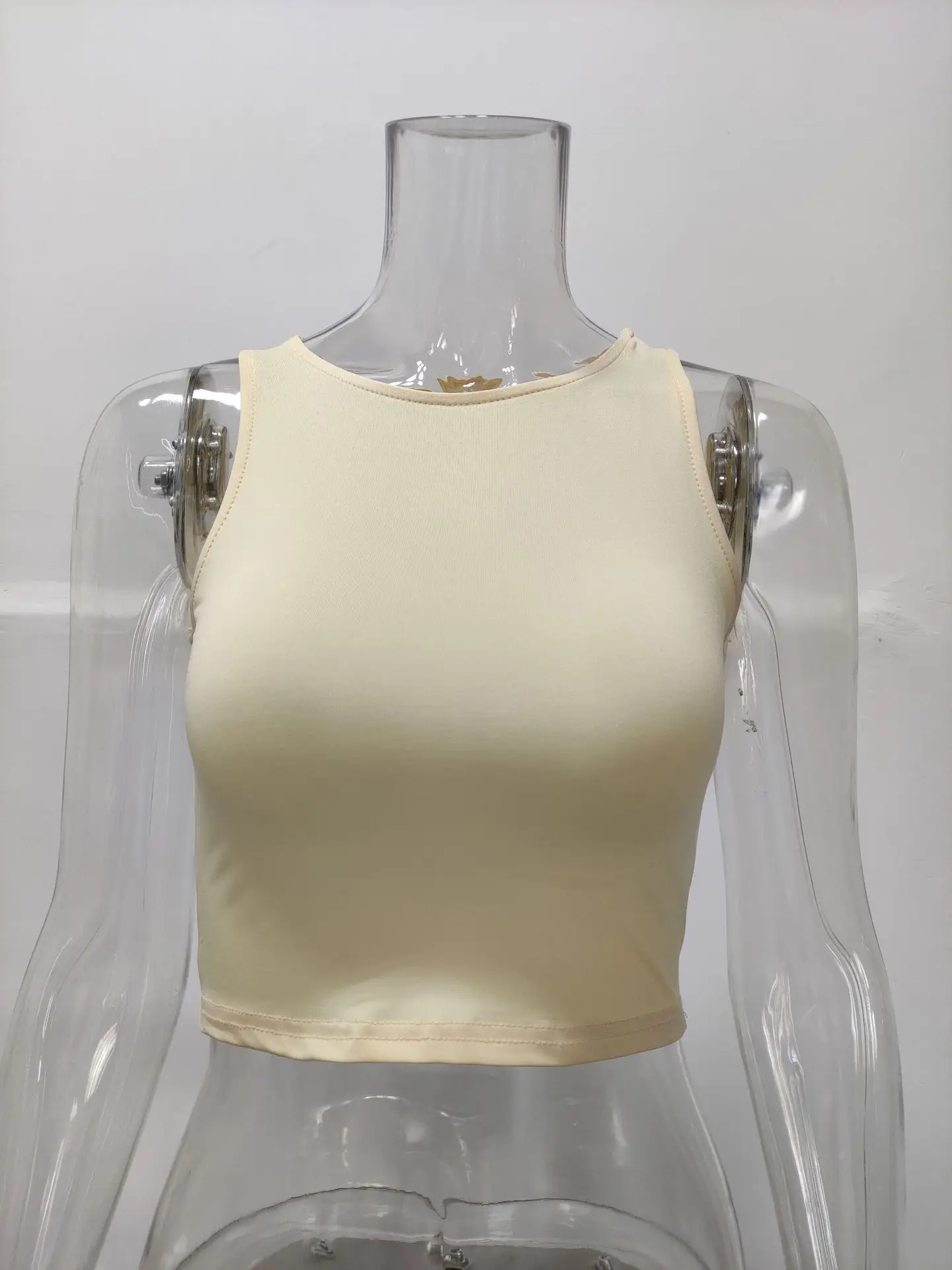 Women Sleeveless V-Neck Vest T-Shirt 2023 Summer Light Blue — feature 5