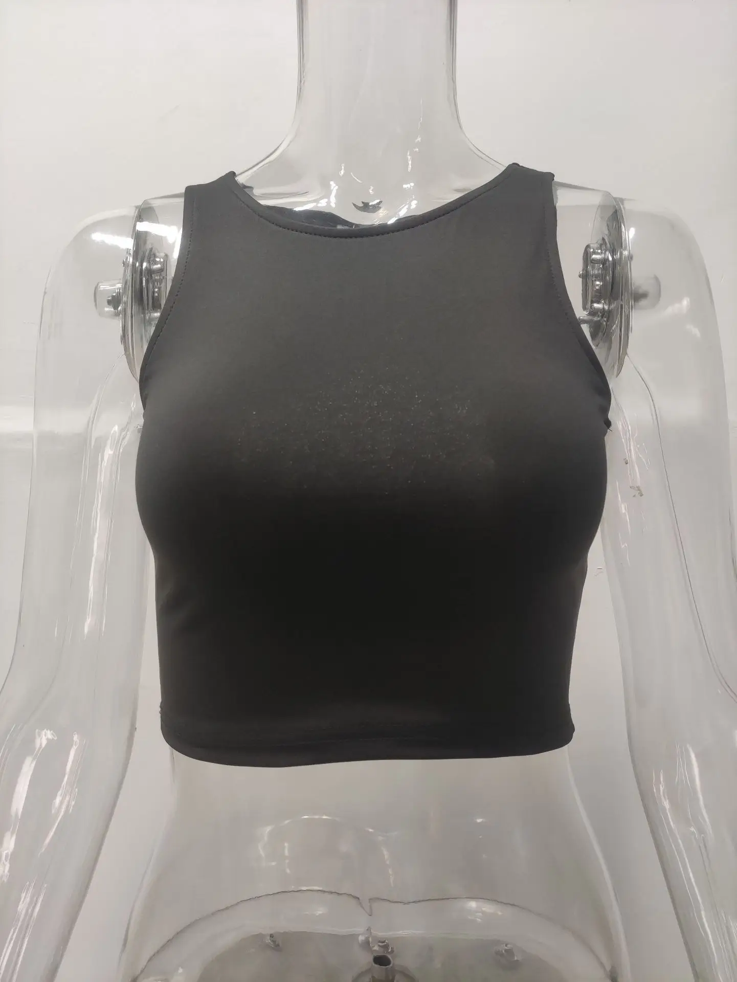 Women Sleeveless V-Neck Vest T-Shirt 2023 Summer Light Blue — feature 6