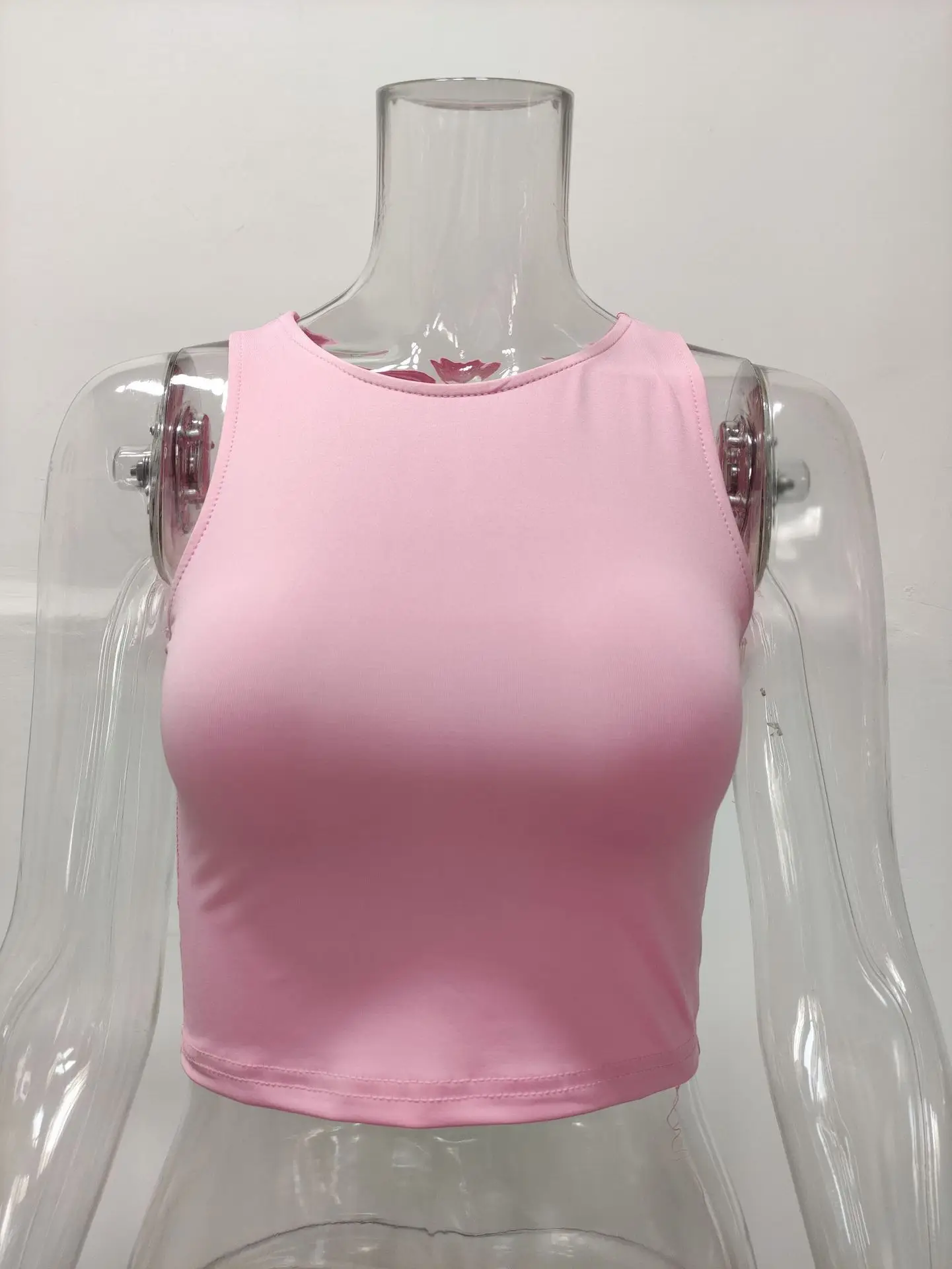 Women Sleeveless V-Neck Vest T-Shirt 2023 Summer Light Blue — feature 8