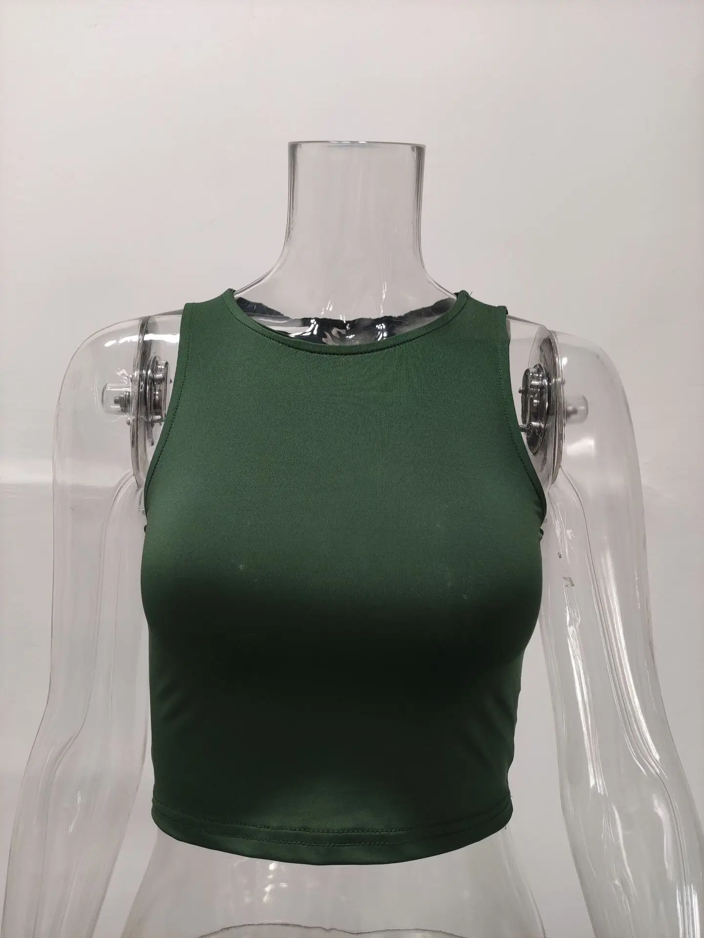Women Sleeveless V-Neck Vest T-Shirt 2023 Summer Light Blue — feature 9