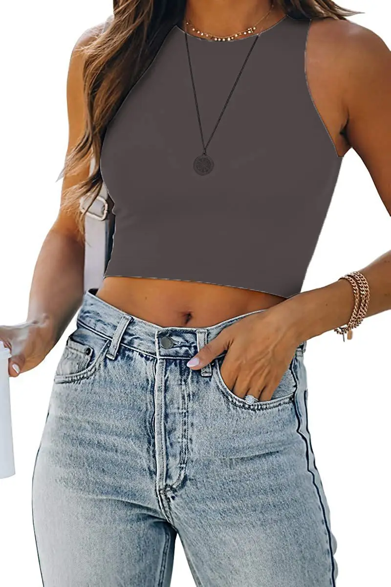 Women Sleeveless V-Neck Vest T-Shirt 2023 Summer Light Blue - Image 10