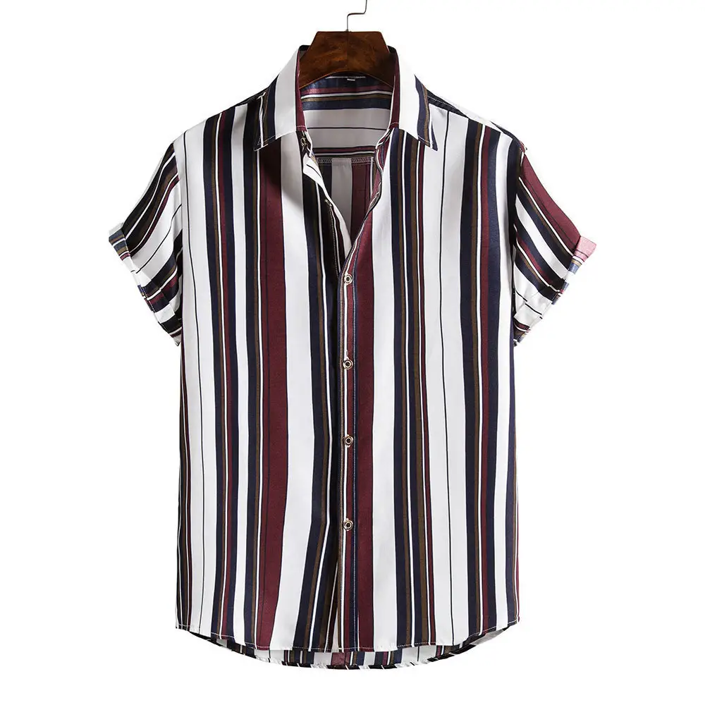 Men's Plaid Short Sleeve Beach Shirt Light Blue Pink — feature 20