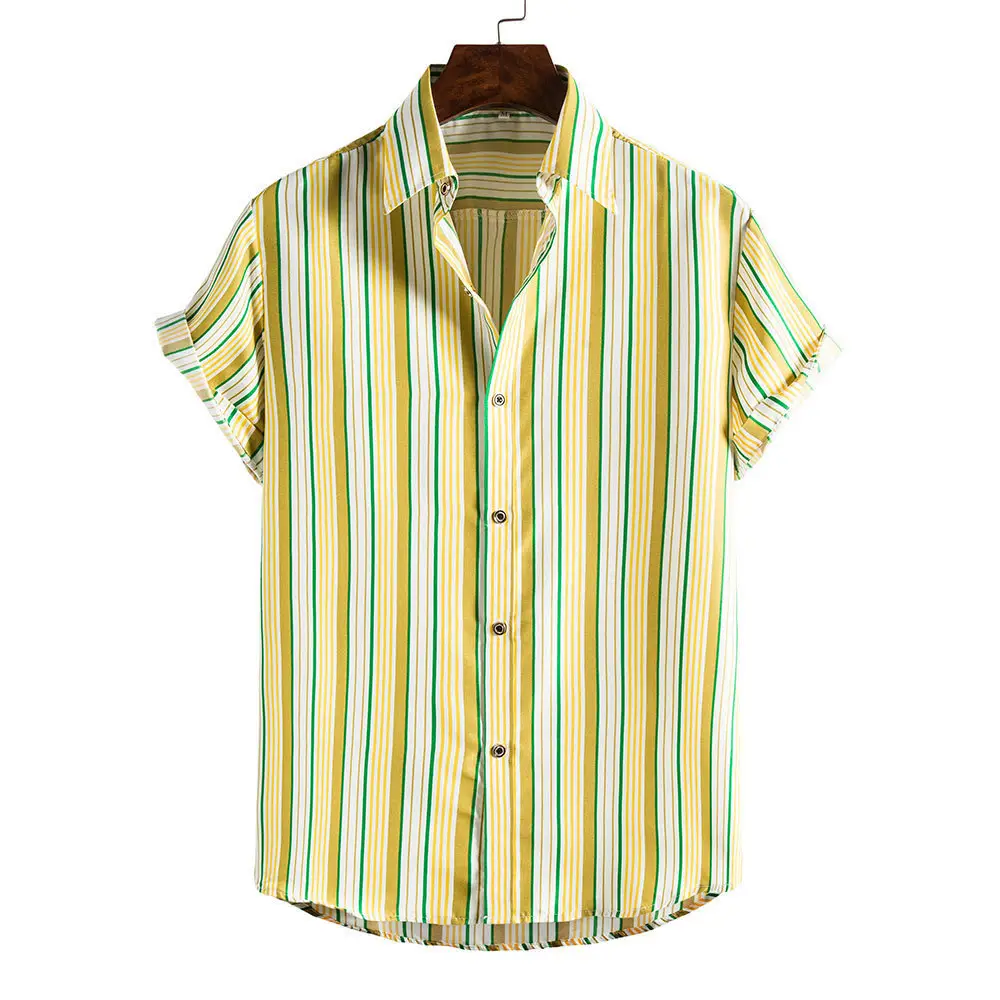 Men's Plaid Short Sleeve Beach Shirt Light Blue Pink — feature 7