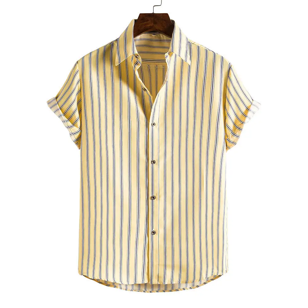 Men's Plaid Short Sleeve Beach Shirt Light Blue Pink - Image 18