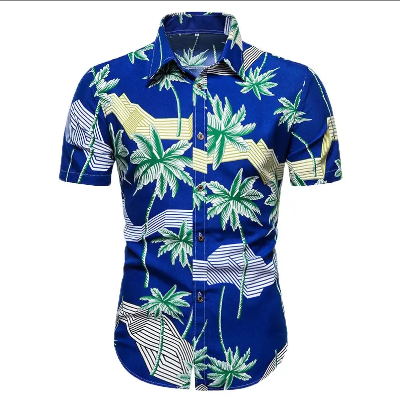 Men's Plaid Short Sleeve Beach Shirt Light Blue Pink - Image 22