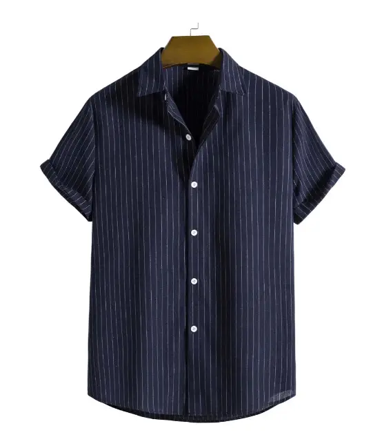 Men's Plaid Short Sleeve Beach Shirt Light Blue Pink - Image 162