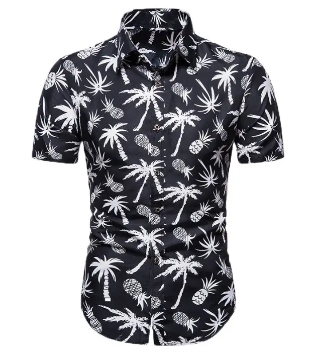 Men's Plaid Short Sleeve Beach Shirt Light Blue Pink - Image 9