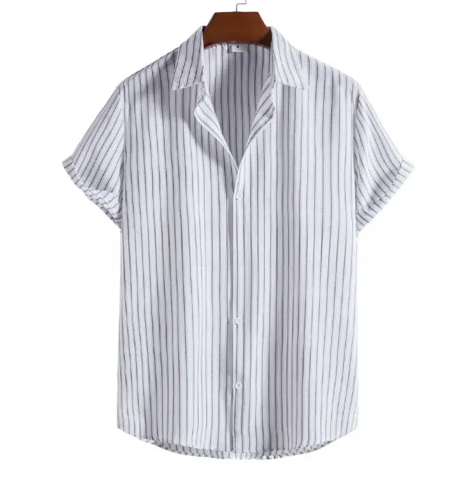 Men's Plaid Short Sleeve Beach Shirt Light Blue Pink - Image 51