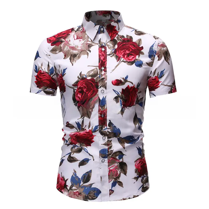 Men's Plaid Short Sleeve Beach Shirt Light Blue Pink - Image 61
