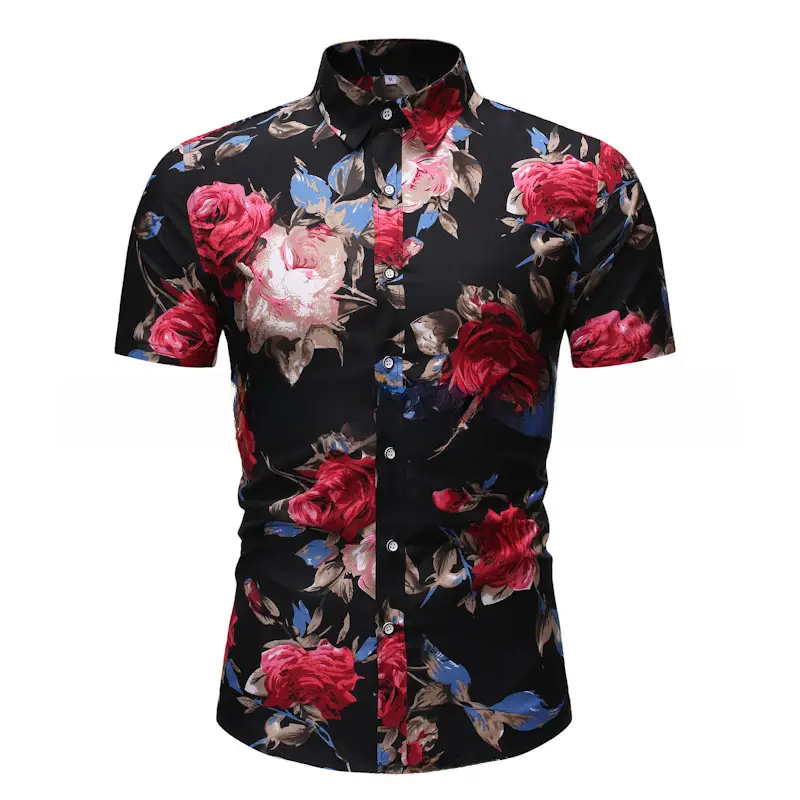Men's Plaid Short Sleeve Beach Shirt Light Blue Pink - Image 73