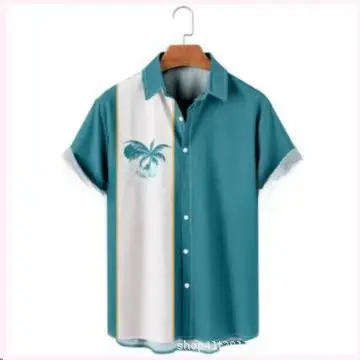 Men's Plaid Short Sleeve Beach Shirt Light Blue Pink - Image 103