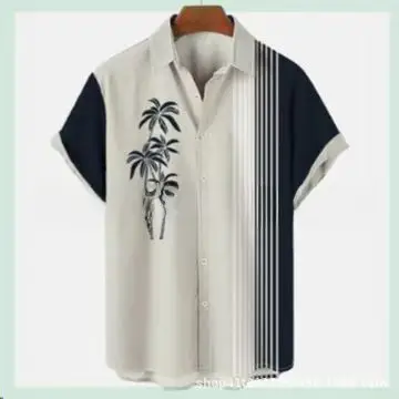 Men's Plaid Short Sleeve Beach Shirt Light Blue Pink - Image 121