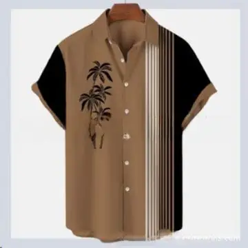 Men's Plaid Short Sleeve Beach Shirt Light Blue Pink - Image 127
