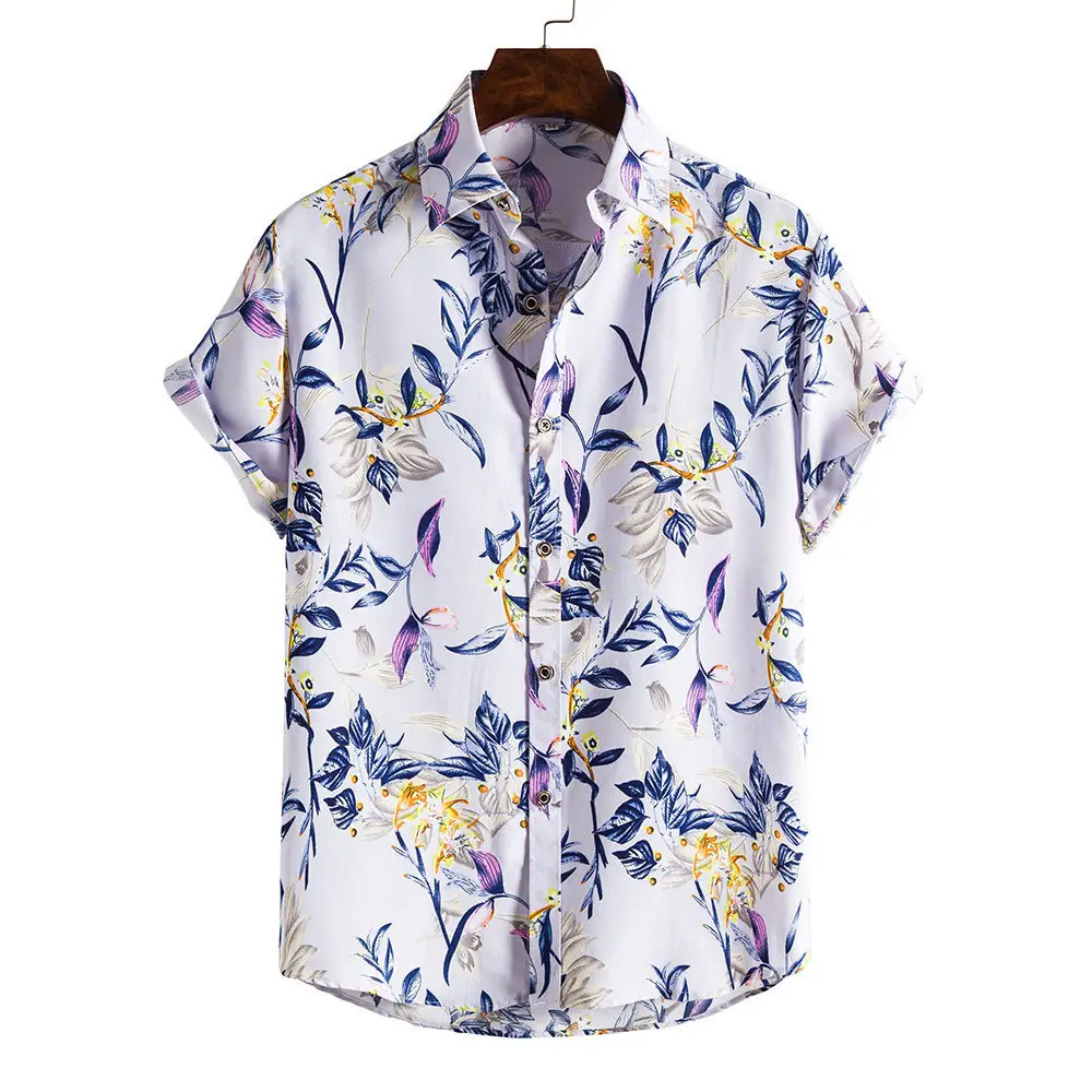 Men's Plaid Short Sleeve Beach Shirt Light Blue Pink - Image 8