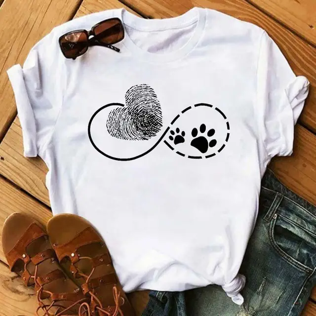 Women's 2025 Paws Animal Print T-Shirt White - Image 4