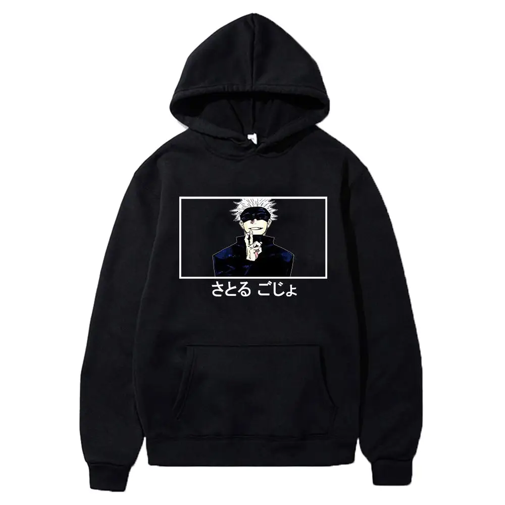Anime Hooded Vest Black Cartoon Print Men Women