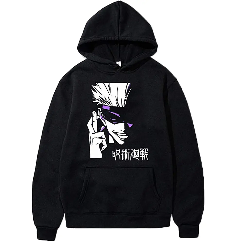 Anime Hooded Vest Black Cartoon Print Men Women