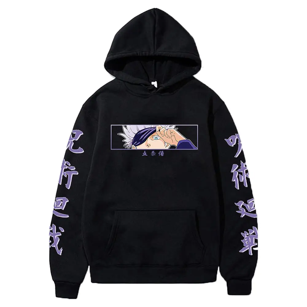 Anime Hooded Vest Black Cartoon Print Men Women
